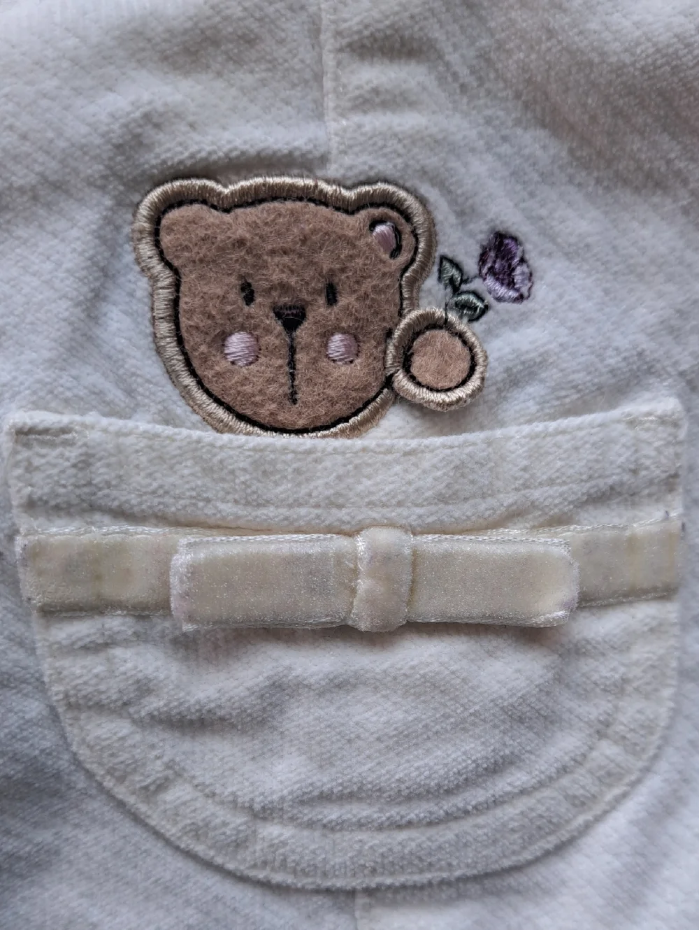 OshKosh B'gosh Cream Knit Cardigan Bear Pocket Jumper Dress Set Cotton Infant